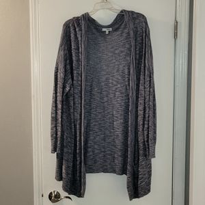 Sonoma Texture Stitch Open Front Cardigan Sweater,3X, Marled Blue